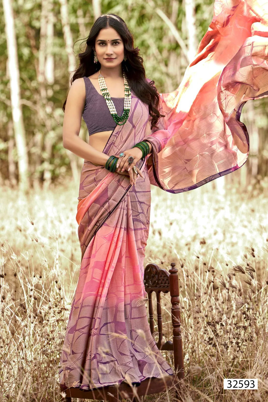Samisha Vol 4 By Vallabhi Moss Brasso Printed Saree Exporters In India